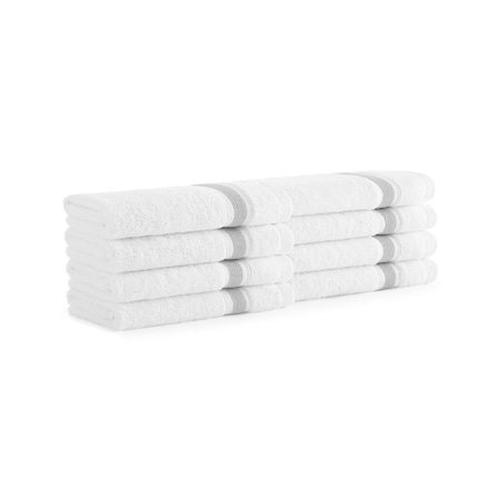 Monarch Brands Aegean Recycled Washcloths 13in x 13in - Stripe, Light Gray, 8PK P-WC-RT-1313-LG